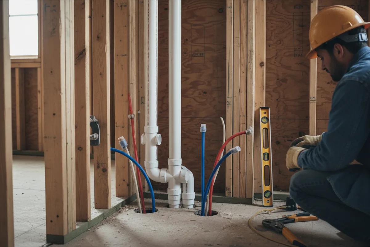 Drain and supply rough-in during Leak Detection in Amma