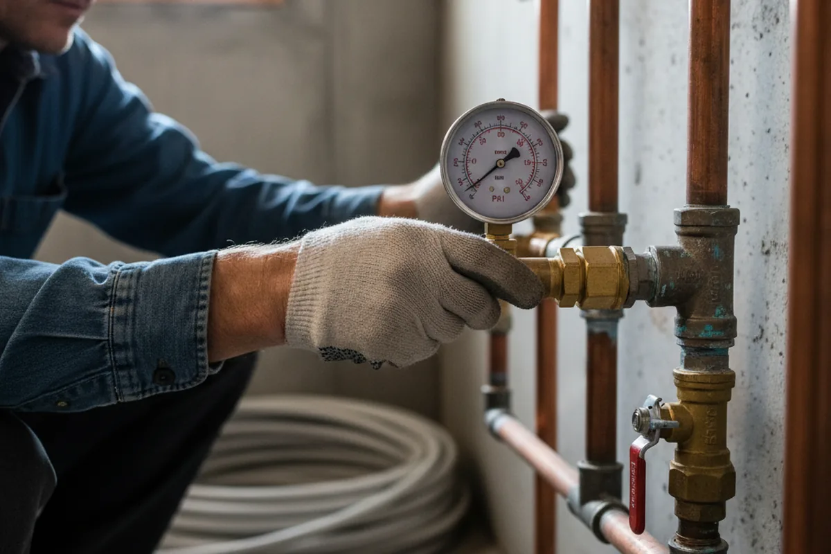 Pressure testing a repaired line during Water Line Repair in Amma